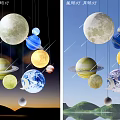 Decorative Planet and Moon Hanging Chandelier with Celestial Design Elements 3d model