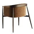 Modern Minimalist Leisure Chair With Brown Velvet Upholstery And Dark Metal Frame