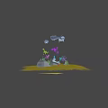 Underwater Game Character Scene With Tuna Fish Jellyfish And Coral Reef