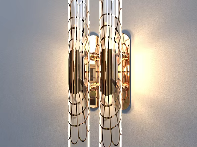 Modern Wall Lamp with Transparent Glass Shade and Metal Frame Illuminating Home Interior 3d model