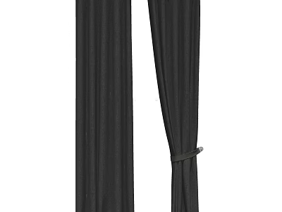 Black Textured Curtains With Elegant Tieback For Modern Home Decoration 3d model