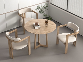 Quiet Cream Negotiation Tables and Chairs Leisure Tables and Chairs 3d model