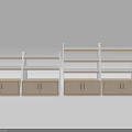 Modern Display Shelves With Wooden Cabinet Metal Frame And Multi Layer Design