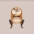 Elegant Classic Accent Chair With Intricate Carved Patterns And Light Beige Upholstery