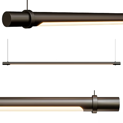 Sleek Modern Linear Pendant Light With Bronze Metal Hanging Design And Sleek Finish 3d model