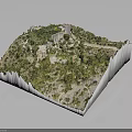 3D Great Wall Model Display On Mountain Terrain With Green Vegetation And Detailed Structure