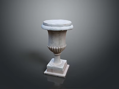 Classical Stone Sculpture Vase With Ornate Carvings And Square Base 3d model