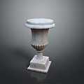 Classical Stone Sculpture Vase With Ornate Carvings And Square Base 3d model