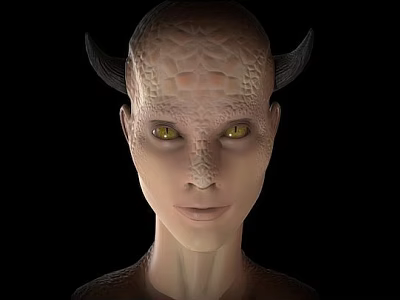 Mythical Fantasy Game And Movie Character With Horns Scaly Skin And Yellow Eyes 3d model