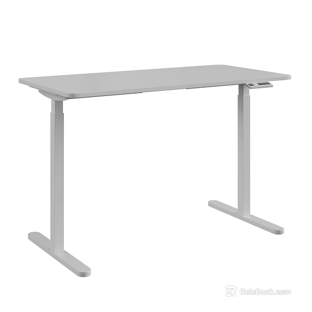 Modern White Office Desk With Adjustable Height Stable Structure And Flat Surface 3d model 
