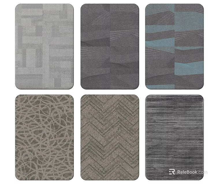 Square Rugs Featuring Diverse Modern Patterns And Textured Abstract Designs For Home 3d model