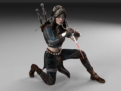 female samurai female swordsman costume woman 3d model
