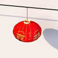 Traditional Red Hanging Lantern With Golden Patterns For Chinese Home Decoration