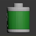 Green Cylinder Battery With White Plus Minus Signs Silver Top Bottom On Black Reflective Surface