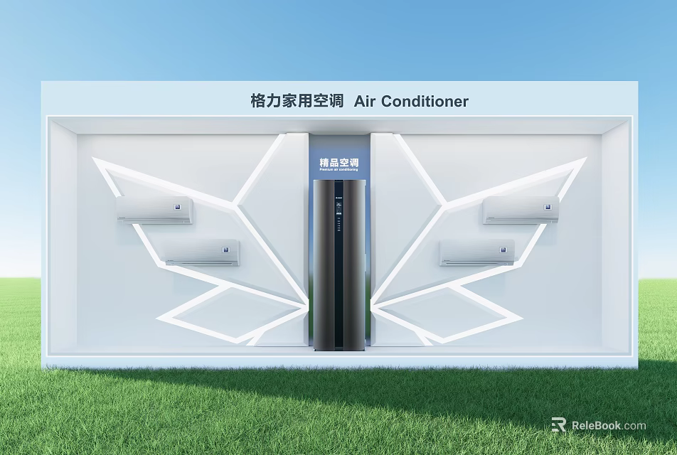 Gree Household Air Conditioner Window Display With Floor Standing And Wall Mounted Units 3d model 