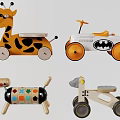 Colorful Wooden Electric Toys for Kids with Giraffe Batman Car and Dog Designs