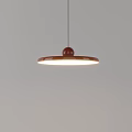 Modern Minimalist Pendant Light With Green Circular Disk And Red Spherical Top 3d model