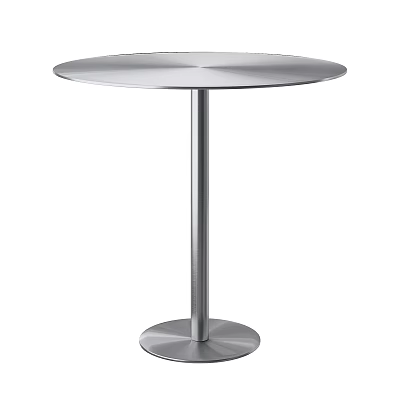 Modern Minimalist Round Table With Stainless Steel Single Leg And Circular Base 3d model