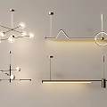 Modern Chandelier Designs with Geometric Shapes Linear Structures and Globe Lights 3d model