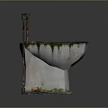 Old Rusted Squat Toilet With Side Metal Rods Covered In Moss And Stains