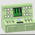 Industrial Control Panel With Multiple Instruments Green Indicator Lights Control Buttons And Digital Display Screen