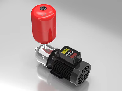 Industrial Equipment Featuring Red Tank Stainless Steel Pump Body Black Motor And Digital 3d model