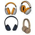Modern Over-ear Headphones With Yellow White Blue Beige Colors And Comfortable Design