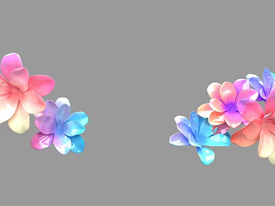 Colorful Flowers Combination With Pink Blue Purple Orange And White Petals 3d model