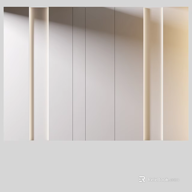Modern Minimalist Background Wall with Vertical Lines and Soft Lighting Design 3d model