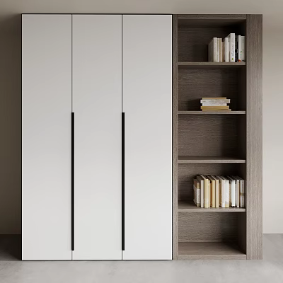Modern White Wardrobe With Black Accent Lines And Minimalist Sleek Design 3d model