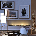 Modern special-shaped floor lamp study combination 3d model