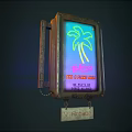 Vintage Neon Billboards With Palm Tree Design And The Lucy Text