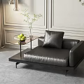 Black Leather Single Sofa With Glass Side Table And Green Apples In Modern Interior