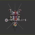 Detailed Rocket Model Design With Red White Blue Colors Antennas Thrusters And Support Legs