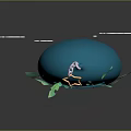 Commercial Equipment with Blue Egg Shape Fox Design Green Leaves Clouds and Star Decorations