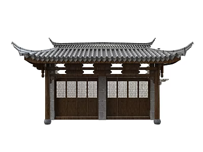 Chinese-style Eaves Tile Door Head 3d model