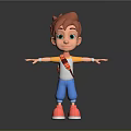 Cartoon Boy With Red Brown Hair Green Eyes Arms Outstretched On Black Background