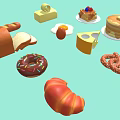 Fresh Breakfast Food Selection Including Pancakes Waffles Croissant Donut And Egg