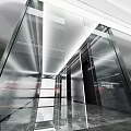 Spacious Bright Modern Office With Glass Curtain Walls And Metallic Elevator Lobby