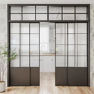 Modern sliding door Changhong glass sliding door 3d model