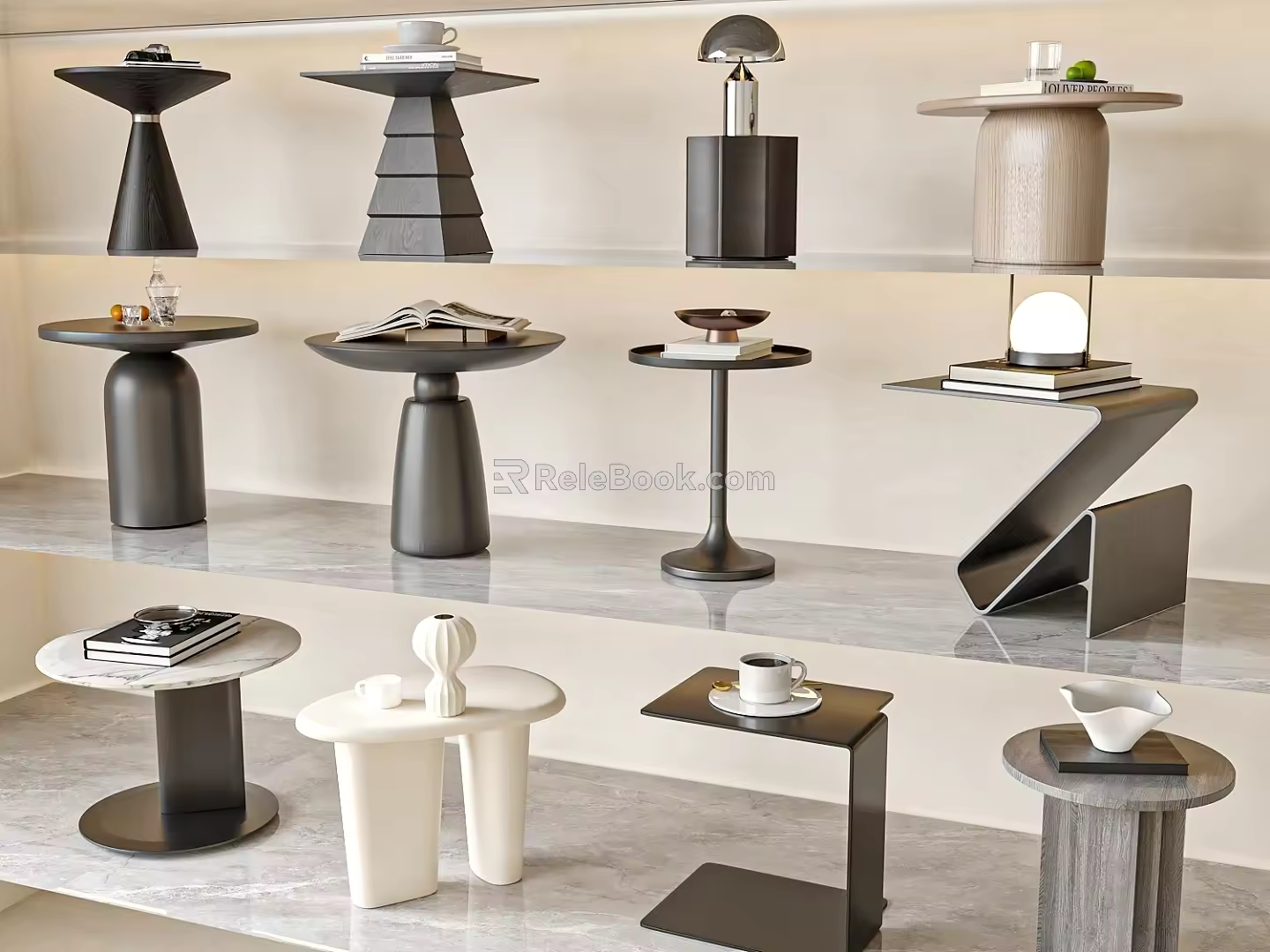 Modern Italian style side table square side table round side table sofa side table metal side table 3d model