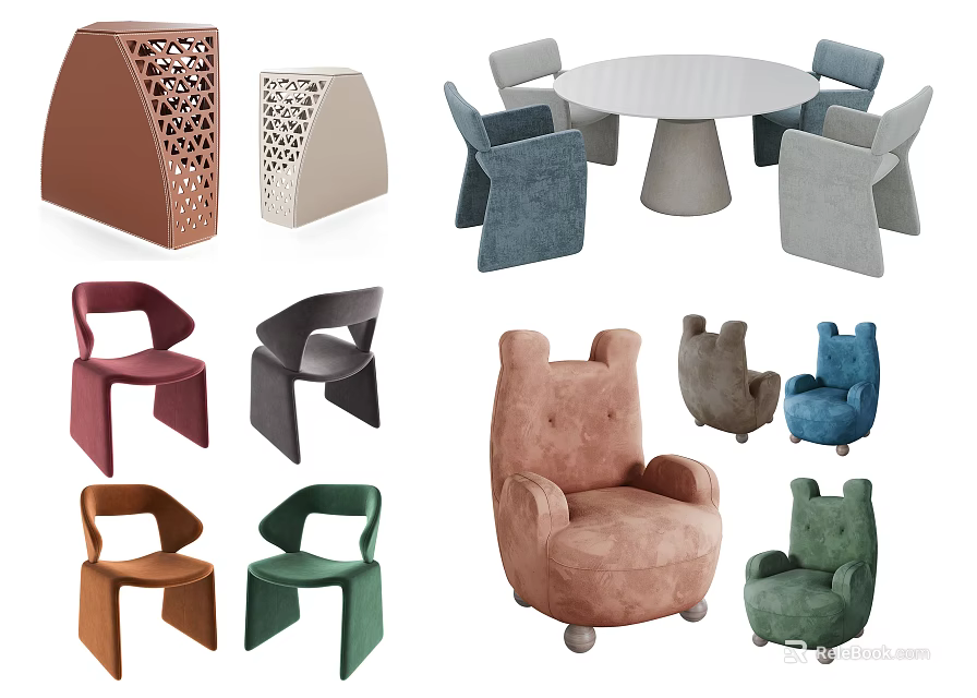 Accent Chairs with Modern Stylish Designs Various Colors and Unique Shapes for Home Decor 3d model 