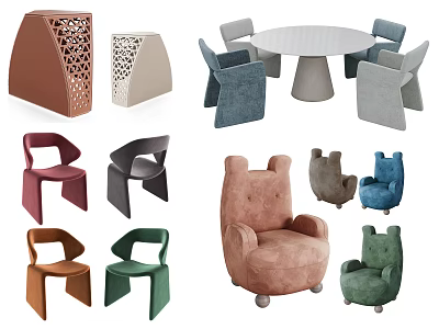 Accent Chairs with Modern Stylish Designs Various Colors and Unique Shapes for Home Decor 3d model
