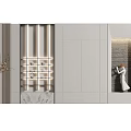 Elegant Modern Background Wall Decor With Marble Texture Built In Lighting And Display Shelves