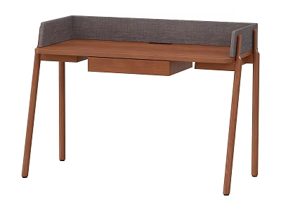 Modern Wooden Desk With Grey Padded Edge And Single Drawer Design 3d model