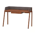 Modern Wooden Desk With Grey Padded Edge And Single Drawer Design