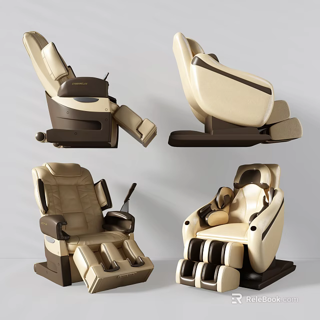Beige and Brown Massage Chairs with Modern Ergonomic Design and Comfort Features 3d model 