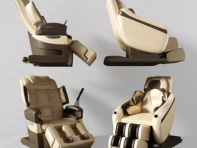 Beige and Brown Massage Chairs with Modern Ergonomic Design and Comfort Features 3d model