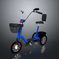 Blue Electric Bike With Front Basket Black Seat And Red Accent Wheels