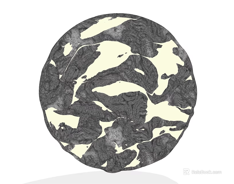 Circular Black And White Marble Pattern Wall Decor For Home Interior 3d model